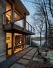 Modern home with Outdoor, Salt Water Pools, Tubs, Shower, Side Yard, Shrubs, Hardscapes, Trees, Walkways, and Pavers Patio, Porch, Deck. View to Bay Across Terrace Photo 17 of House on Little Round Bay