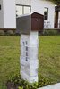 Every element of Interstruct’s 1600 Lakeside residence is an exercise in juxtaposing materials, shape and texture. The corroded Cor-Ten steel grounds the modern mailbox, and is repeated in details throughout the home’s exterior design. The mailbox’s shape creates some rhythm in the landscape, not dissimilar to the pair of steel mesh sculptures by Florida artist Chris Scala called “King and Queen.” Photo 4 of 1600 Lakeside modern home