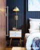 Nightstand with Suit Stitch wallcovering. Photo 9 of East Harlem Residence modern home