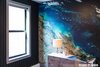 Suit stitch wallcovering against geographical mural. Photo 2 of East Harlem Residence modern home