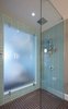 Modern home with Bath Room, Dark Hardwood Floor, Engineered Quartz Counter, Ceramic Tile Floor, Ceramic Tile Wall, Open Shower, Undermount Sink, Ceiling Lighting, and One Piece Toilet. Master bathroom shower (with frosted panel/borrowed light panel) Photo 10 of Hobbit House