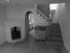 Modern home with Living Room, Recessed Lighting, Light Hardwood Floor, and Corner Fireplace. Entry space-BEFORE Photo 18 of Hobbit House