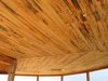 New Mexico ponderosa pine T&G ceiling installed before the strawbale walls were put up Photo 8 of Picture Rock Studio-Round Strawbale Home design & built by Glen Neff modern home