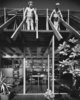 In this photo of the Diamond Street House taken by Julius Shulman, Lyster Brock (left) stands next to his brother on his father's roof truss. Photo 4 of The Smoke-Lyster Residence modern home