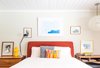 Modern home with Bedroom, Bed, Night Stands, Pendant Lighting, Table Lighting, and Lamps. A few simple pieces of artwork can tie a room together without a huge cost. Photo 11 of Renovated Sunnyvale Eichler