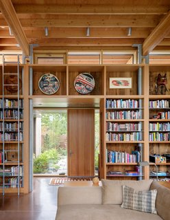 The same reclaimed fir used for the exterior cladding also makes an appearance in the interiors.