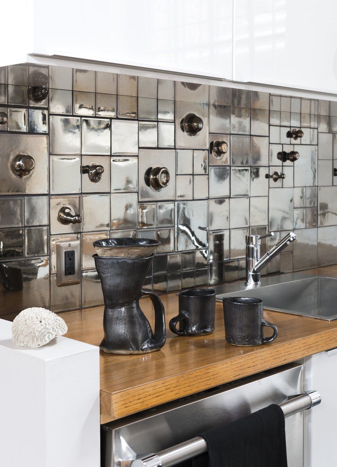 Kitchen Sink with J Schatz Platinum Formations Tile Backsplash and Brutal Coffeemaker