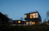 Rear of the House hovering over the wetlands. Photo of Watermill House modern home