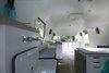 Modern home with Office. Gogo, Studio / View from the back desk. A leaf can flip up to create a 360 workspace. Photo 11 of Gogo, the 1974 Argosy