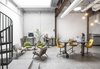 Studio work space featuring standing desks made from up cycled RR carts, giant skylight. Photo 16 of Studio GoodLight modern home