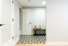 Colorful entry floor to greet guests on the garden level entertaining space Photo 5 of Jersey City Basement to Entertainment Renovation modern home