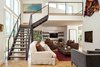 Modern home with Living Room and Two-Sided Fireplace. Airy living room. Photo 6 of Skyline to the Sea House
