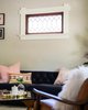 Modern home with Living Room, Sofa, Coffee Tables, and Chair. Beautiful leaded window details Photo 5 of The Cameron Craftsman