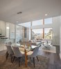 Modern home with Dining Room, Chair, Pendant Lighting, Table, Recessed Lighting, and Medium Hardwood Floor. Open living to the large expanses of glass. Photo 6 of Lightbox 23