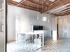 Modern home with Kitchen, Undermount Sink, Pendant Lighting, Cement Tile Floor, Refrigerator, Wall Oven, and White Cabinet. The white kitchen is undeniably the focal point of the house. All lighting is custom made by the architects, Faidra Matziaraki and Victor Gonzalez Marti.
Photo of LIGHTSLICE apartment