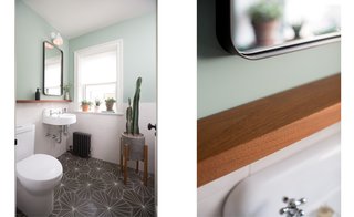 Short on space? Modern bathroom vanities for small spaces don’t have to scrimp on style, as evidenced by this diminutive porcelain sink with chrome cross handles.