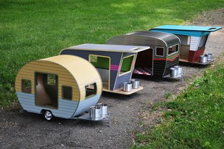 Artist Judson Beaumont runs the Vancouver–based studio Straight Line Designs, which now offers handmade and custom-built pet campers, which are a playful twist on iconic trailer shapes.