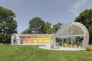 The southern side uses glass for solar gain, as Edwards Anker designed the home using Passive House principles.