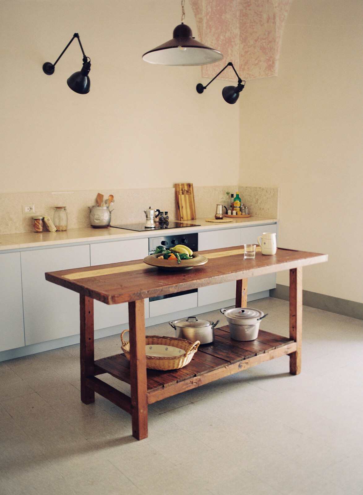 With the pink ceiling vaults revealed, friend Jacqui Spiers "convinced us to go for this blue