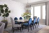 Chic, transitional dining area with eye-catching geometric shapes and symmetrical lines. Photo of Austin Urban Townhome modern home
