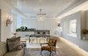 Modern home with Dining Room, Table, Pendant Lighting, Recessed Lighting, Accent Lighting, Chair, Light Hardwood Floor, Wall Lighting, and Storage. living / dining / kitchen Photo 4 of San Francisco Apartment