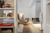 Modern home with Living Room, Corner Fireplace, Light Hardwood Floor, Gas Burning Fireplace, Accent Lighting, and Recessed Lighting. office looking to master bed Photo 9 of San Francisco Apartment