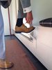 Modern home with Living Room, Wood Burning Fireplace, Coffee Tables, Shelves, Storage, Bookcase, Front Yard, Grass, Flowers, and Wood Patio, Porch, Deck. fleimio shoe helper in the entrance. Photo of Home Tuusula
