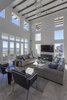 Modern home with Bed, Ceiling Lighting, Enclosed Shower, Undermount Sink, White Cabinet, Engineered Quartz Counter, Freestanding Tub, Back Yard, Wood Cabinet, Travertine Floor, Horizontal Fences, Wall, Plunge Pools, Tubs, Shower, Concrete Pools, Tubs, Shower, Metal Fences, Wall, Living Room, Large Patio, Porch, Deck, and Decking Patio, Porch, Deck. Great room Photo 10 of NJPV