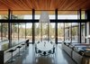 Modern home with Dining Room, Pendant Lighting, Concrete Floor, Table, Chair, and Stools. Dining Room Photo 4 of Martis Camp Residence I