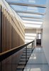 Modern home with Hallway and Light Hardwood Floor. Main Stair Slat Screen at Skylight and Glass Walkway Photo 19 of Dolores Heights Residence I