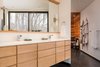 Modern home with Bath Room, Quartzite Counter, Slate Floor, and Ceiling Lighting. Master bath Photo 6 of House in the Woods