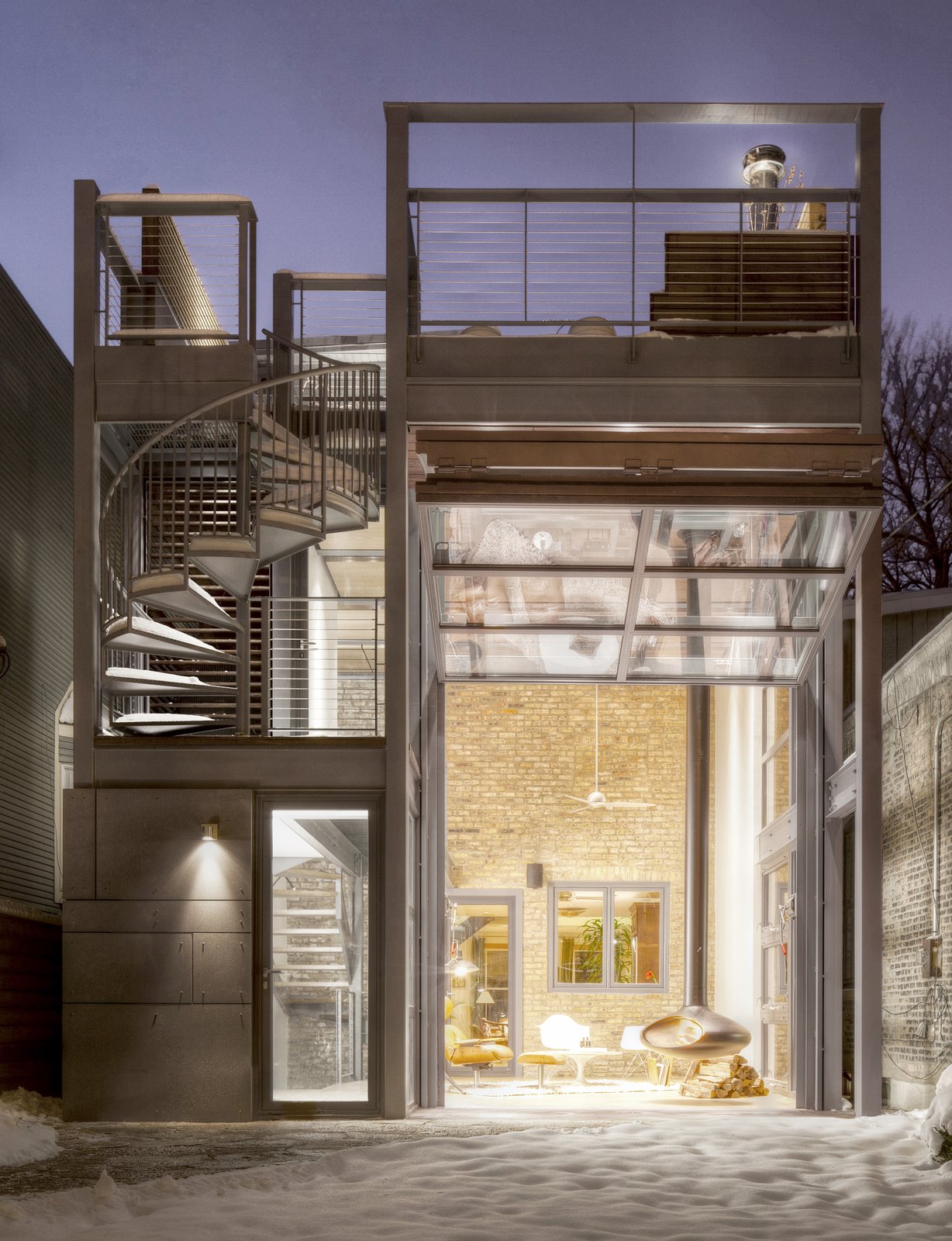 Photo 2 of 9 in A Steel-and-Glass Addition With a Giant Hangar Door ...