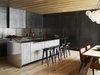 Modern home with Kitchen, Metal Counter, Light Hardwood Floor, Metal Cabinet, Range Hood, Range, Metal Backsplashe, Pendant Lighting, and Drop In Sink. In the Pacana Suite, modern European influences are replicated in the clean lines and exquisite detailing. Photo 8 of Caldera House
