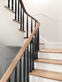 Best 60 Modern Staircase Wood Railing Design Photos And Ideas Dwell Schafer Finished The Existing Staircase And Railings By Hand All Of Spindles