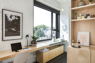 In most rooms, similar to European design styles, the sink is open to the living spaces, separate from the wet room which includes the toilet and shower.