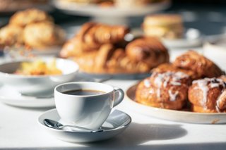 Classic pastries, warm coffee, and Canadian breakfast offerings delight guests in the morning.