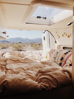 Sleeping in the bedroom feels like camping in the great outdoors. The van’s comfort, warmth, and protection provide a first-rate glamping experience.