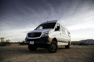 The new van is a Mercedes-Benz Sprinter 3500 XD 4x4. The vehicle’s off-road capability allows the couple to travel over any terrain with no concerns.