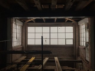 Before: Since the building was in a very bad state from years of being uninhabited, it had be dried out before reconstruction.