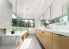 Modern home with Bath Room, Marble Counter, Cement Tile Floor, Undermount Sink, Undermount Tub, Corner Shower, Recessed Lighting, Wall Lighting, Porcelain Tile Wall, and Two Piece Toilet. Master Bathroom Photo 16 of Las Casas Residence