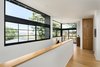 Master suite with "shoji screen" influenced aperture frames canyon at top of stair Photo 14 of Ridgemont Residence modern home