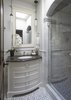 Modern home with Bath Room, Marble Counter, Enclosed Shower, Porcelain Tile Floor, Undermount Sink, Stone Tile Wall, Recessed Lighting, Pendant Lighting, and One Piece Toilet. Guest Bath Photo 19 of Rustic elegance