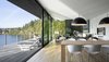 Modern home with Dining Room, Recessed Lighting, Ceiling Lighting, Gas Burning Fireplace, Light Hardwood Floor, Table, and Chair. Indoor & Outdoor Space Photo 9 of Riverwood