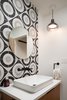 Modern home with Bath Room, Porcelain Tile Floor, Engineered Quartz Counter, Vessel Sink, Ceramic Tile Floor, Ceramic Tile Wall, Pendant Lighting, and Porcelain Tile Wall. Guest Bath Photo 6 of 20th Street