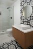 Modern home with Bath Room, Engineered Quartz Counter, Porcelain Tile Floor, Vessel Sink, Open Shower, Ceramic Tile Wall, Ceramic Tile Floor, and Porcelain Tile Wall. Guest Bath Photo 4 of 20th Street