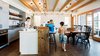 Modern home with Kitchen, Dark Hardwood Floor, Engineered Quartz Counter, White Cabinet, Ceiling Lighting, Wall Oven, and Pendant Lighting. Lake Chelan Photo 4 of Lake Chelan
