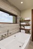 Modern home with Bath Room, Granite Counter, Limestone Floor, Freestanding Tub, Stone Tile Wall, and Recessed Lighting. Master Bathroom Photo 13 of La Jolla Modern