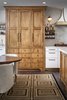 Modern home with Kitchen, White Cabinet, Marble Counter, Wood Cabinet, Medium Hardwood Floor, Subway Tile Backsplashe, Stone Slab Backsplashe, Accent Lighting, and Recessed Lighting. Kitchen Photo 7 of Mission Hills Modern