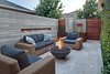Modern home with Outdoor, Shrubs, Garden, Back Yard, Gardens, Walkways, Small Pools, Tubs, Shower, Hardscapes, Concrete Pools, Tubs, Shower, Large Patio, Porch, Deck, Stone Patio, Porch, Deck, Metal Patio, Porch, Deck, Horizontal Fences, Wall, Planters Patio, Porch, Deck, Metal Fences, Wall, and Landscape Lighting. outdoor living room-evening Photo 5 of Mueller 1