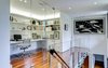 Modern home with Office, Bookcase, Chair, Study Room Type, Shelves, Desk, Lamps, Medium Hardwood Floor, and Dark Hardwood Floor. Glass Office Photo 7 of Hemlock Hill